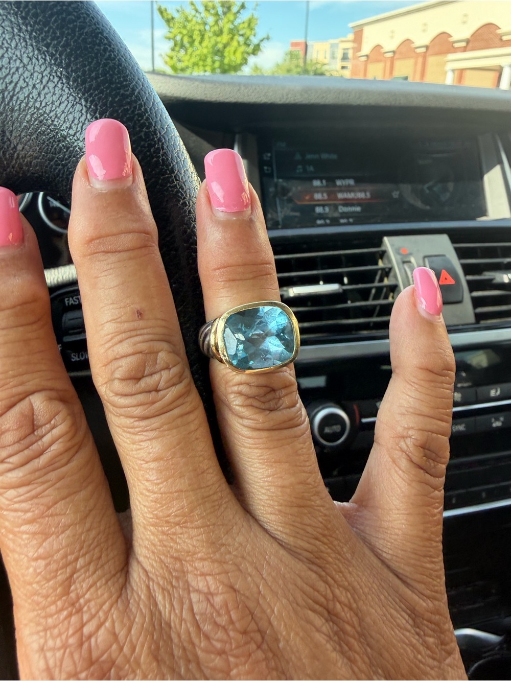 Authentic David Yurman Gold Ring with Blue Topaz Size 7